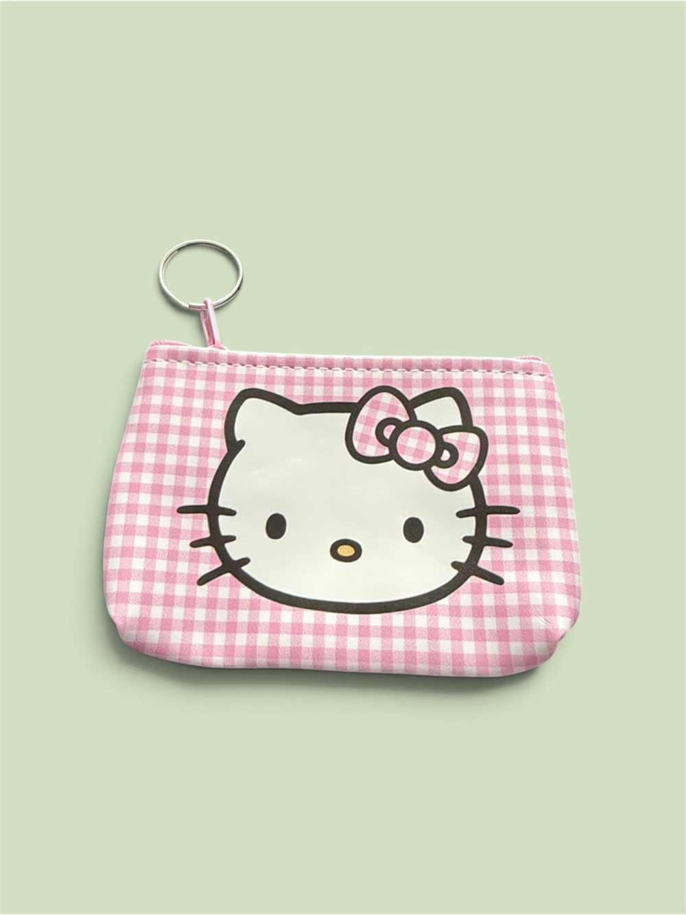 Hello Kitty Pink Gingham Coin Purse with Keyring